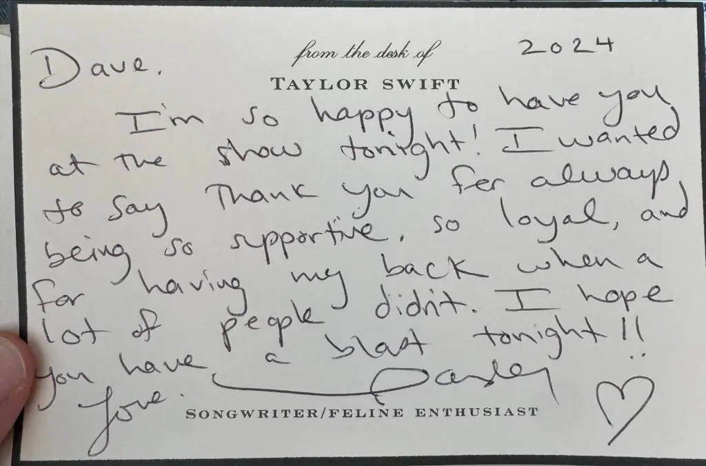 Taylor Swift Letter to Dave Portnoy